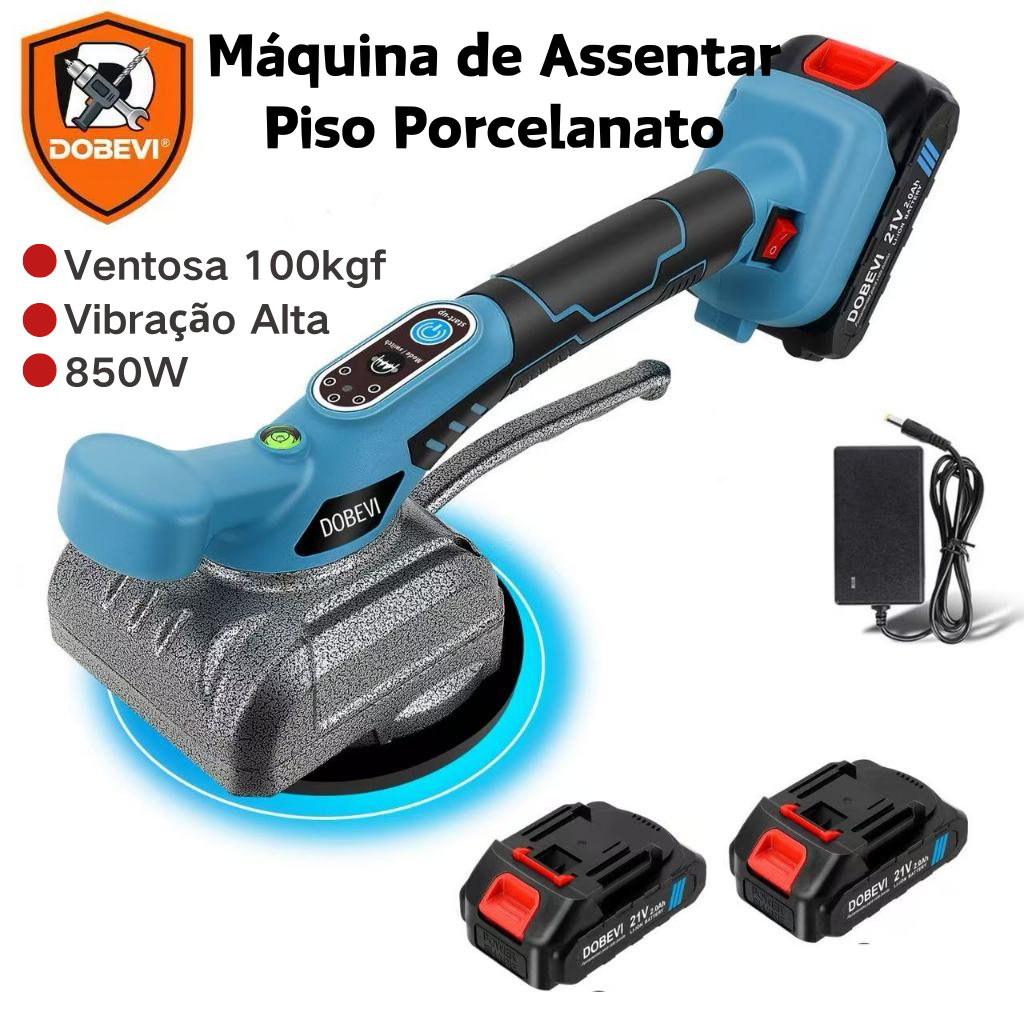 Máquina de Assentar Piso Porcelanato 850W– Ventosa 100kgf, Vibração Alta, 2 Baterias – Instalação Fácil 1 Pessoa DOBEVI em Oferta na Shopee