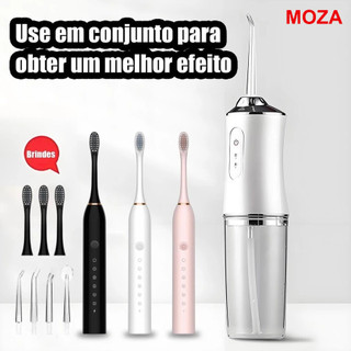 Clínico em Casa! Kit Higiene Bucal 2 em 1 - Escova Elétrica e Water Flosser com Carga USB para uma Limpeza Completa