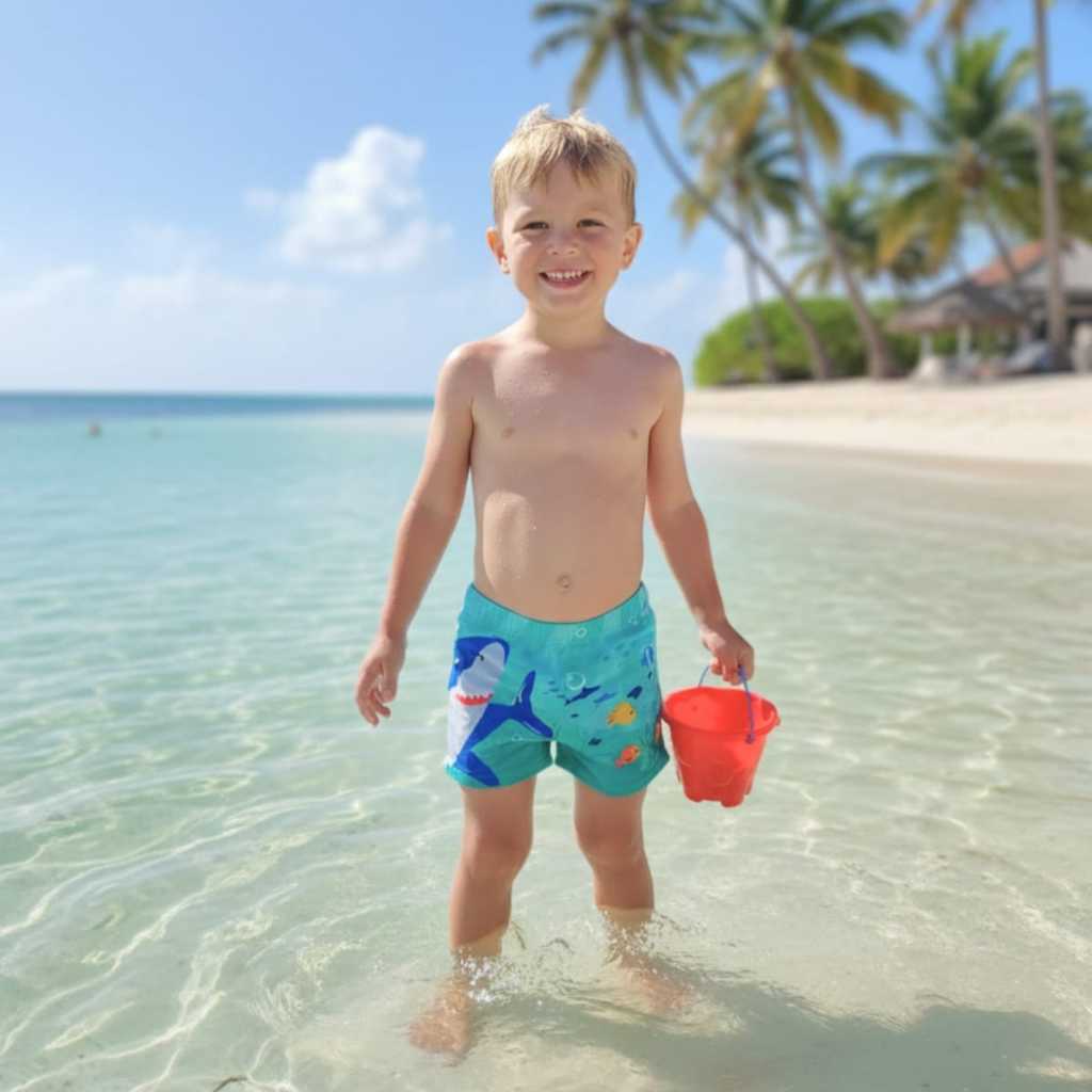 Sunga Infantil Tubarão 3d Roupa De Praia Piscina Natação