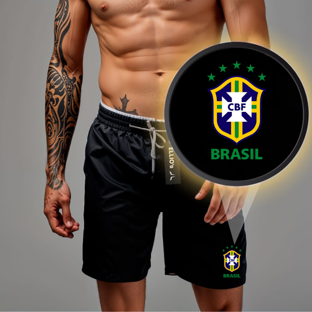 Bermuda Tactel Brasil Copa 2026 Short Praia Mauricinho Esportivo Treino Academia Masculino em Oferta na Shopee