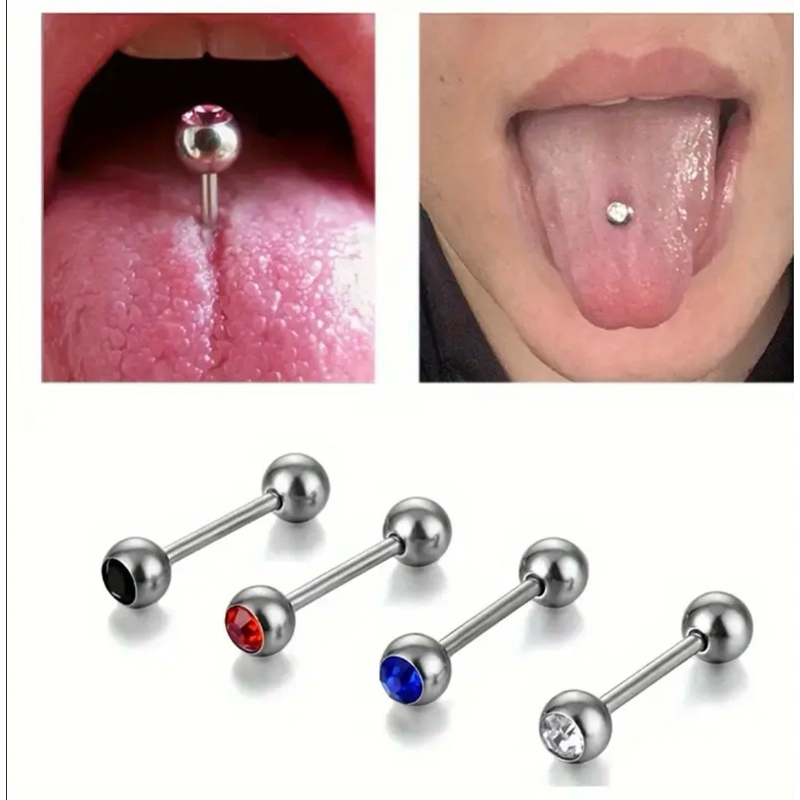 Piercing de língua / Rosca externa ponto de luz Aço Cirúrgico 316L - 1 peça