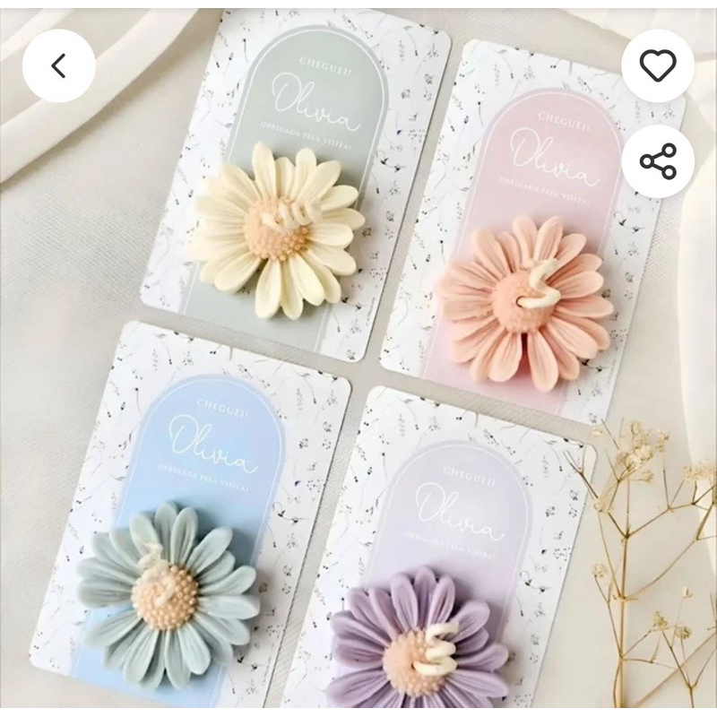 Vela Margarida Personalizada com Card  | Lembrancinhas Especiais-Aniversário- Maternidade- Cha de Bebê