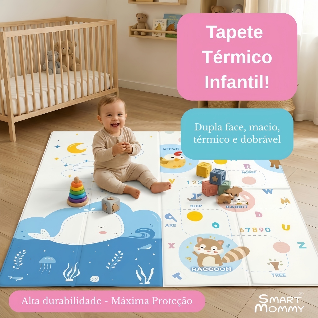 Tapete Tatame Infantil Emborrachado Dupla Face 2*1.5M/1.8*1.5M 1mm Térmico e Antiderrapante