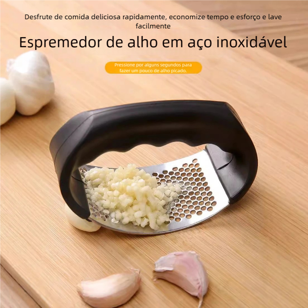 Espremedor Amassador de Alho - Aço Inox e ABS de Qualidade, Auxilia na Preparação Culinária