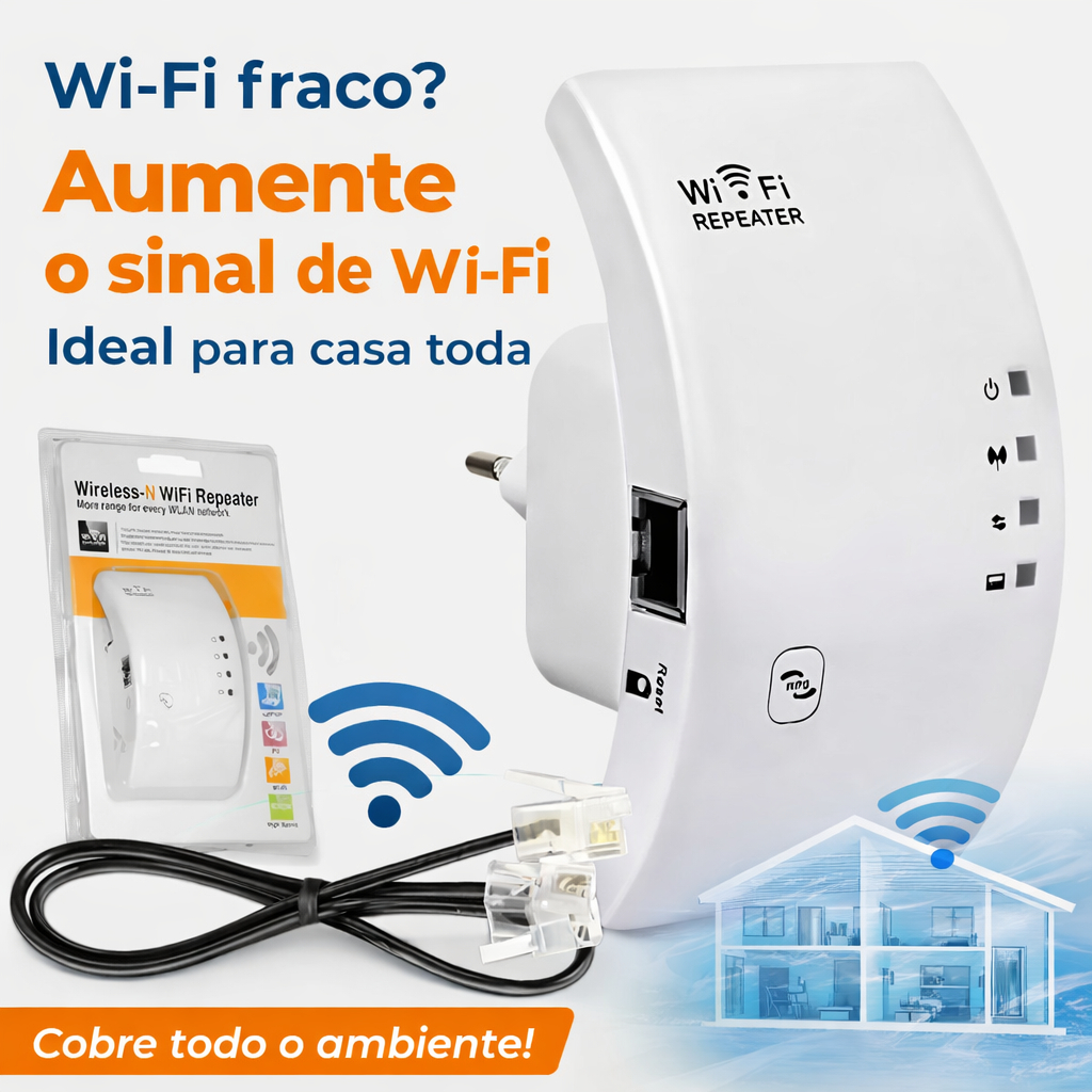 Repetidor Wi-Fi 600Mbps – Aumenta Alcance do Sinal Ideal Para Casas Grandes Fácil Instalação