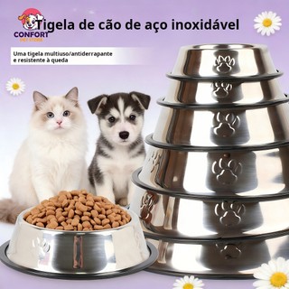 Tigelas de aço inoxidável para cães e gatos Comedouro e Bebedouro Inox Antiderrapante Par…