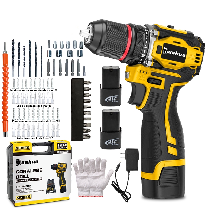 700W Parafusadeira Furadeira 21V Sem Escova De Alta Potência 2 Baterias  Sem Fio Impacto Com Maleta Completo Broca em Oferta na Shopee