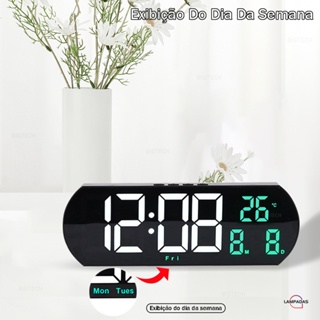 Relógio Digital LED Multifuncional Para Parede Ou Mesa Com Temperatura Data E Ajuste De Brilho em Oferta na Shopee