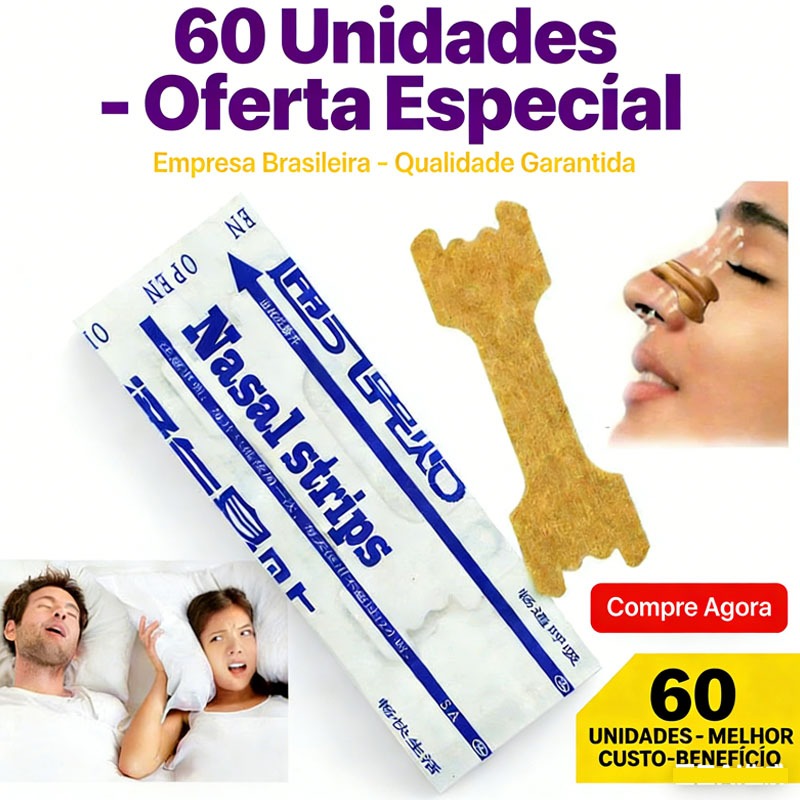 Dilatador Nasal Anti Ronco Tira Nasal Adesivo Nasal Strips Kit 10/30/60 Unidades