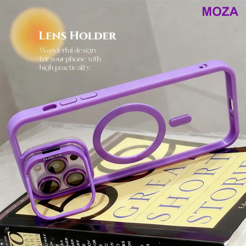 Capa MagSafe: Suporte Ajustável + Película Lente Grátis | Compatível com iPhone 11 até 16 Pro Max