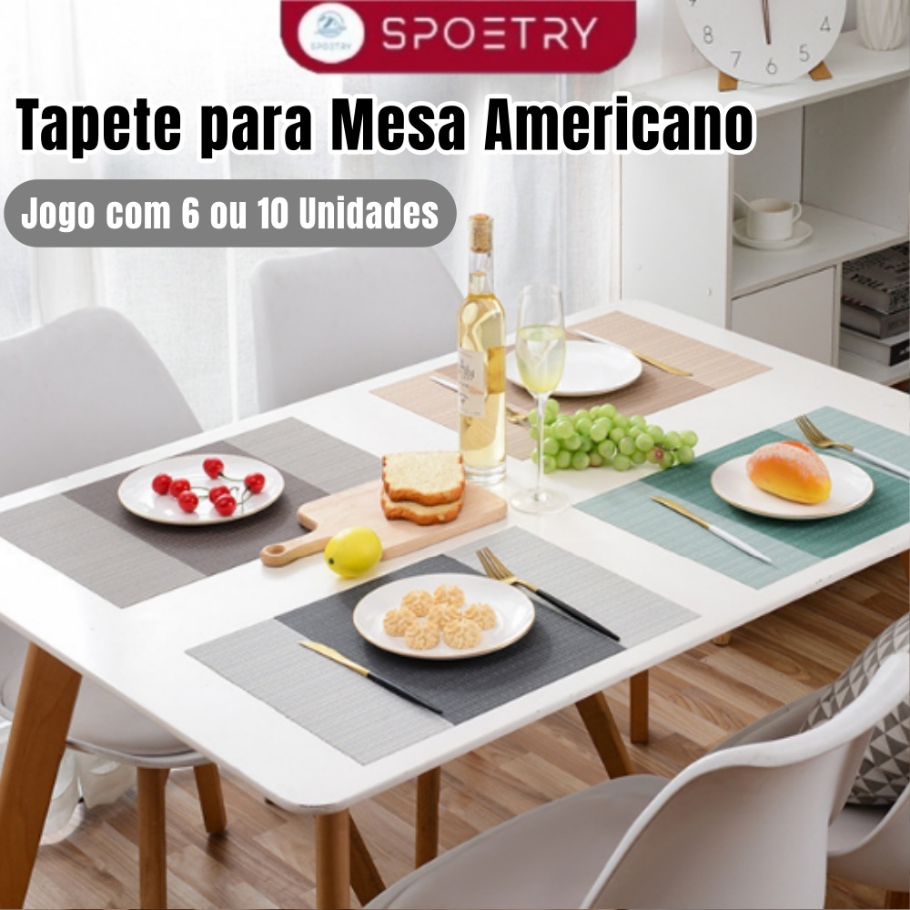 Tapete para Mesa Americano Jogo com 6 ou 10 Unidades Mesa Posta Design Moderno e Fácil de Limpar