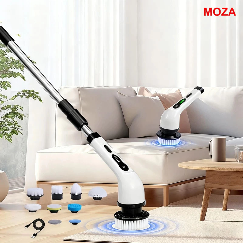 Escova de limpeza elétrica multifuncional 9 em 1, retrátil - com cabo estendido para banheiro, cozinha e quarto — imagem 1
