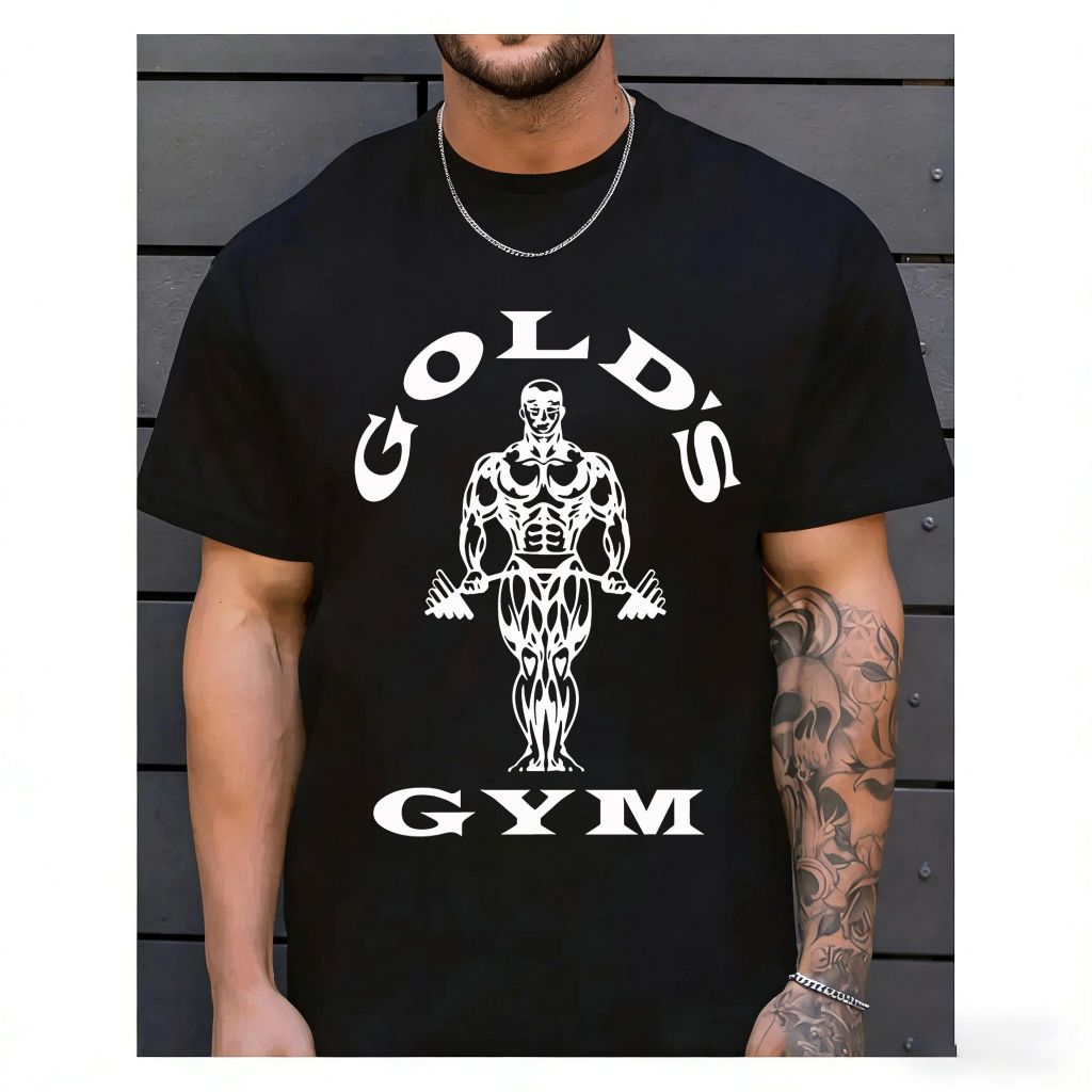 Camiseta Oversized Treino Academia Bodybuilder Camisa OldSkool Gold Gym