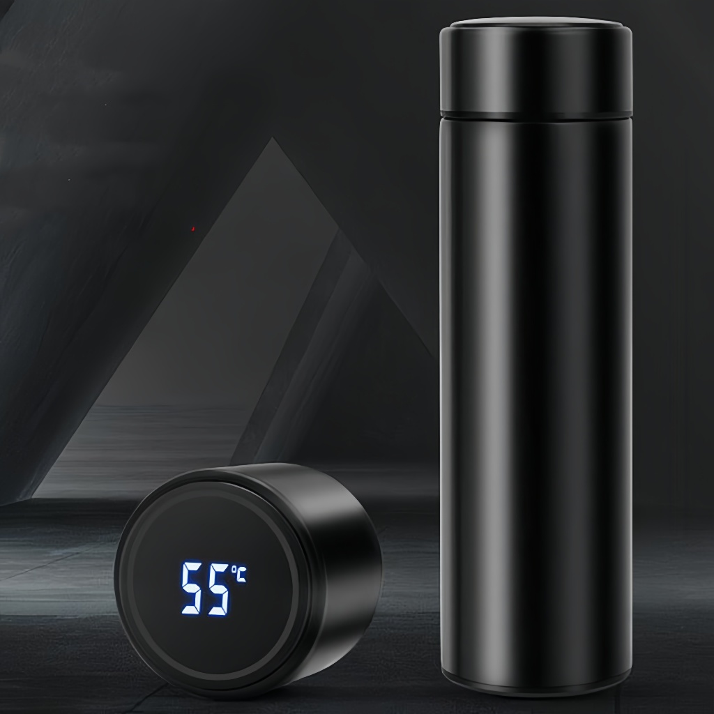 Garrafa Térmica Inox Inteligente Com Medidor De Temperatura Ideal Para Viagens Escritório 500 Ml Promoção