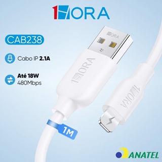 Cabo Carregador Compatível Com iPhone 2.1a 1m 1hora- Branco em Oferta na Shopee