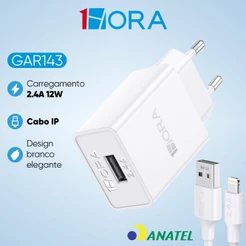 Carregador Rápido Parede Turbo + Cabo Lightning Branco
