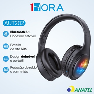 1HORA AUT202 Fone de ouvido Bluetooth 5.1 Sem Fio Headset Design Dobrável Com Microfone em Oferta na Shopee