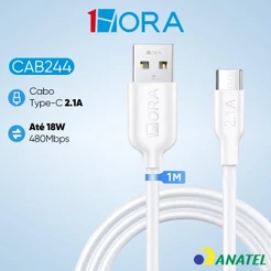 Cabo Carregamento/dados Tipo C Turbo Rápido 1 M Branco