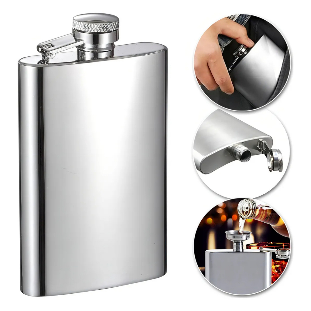 Porta Bebida Cantil De Bolso 230ml Kasilar Inox