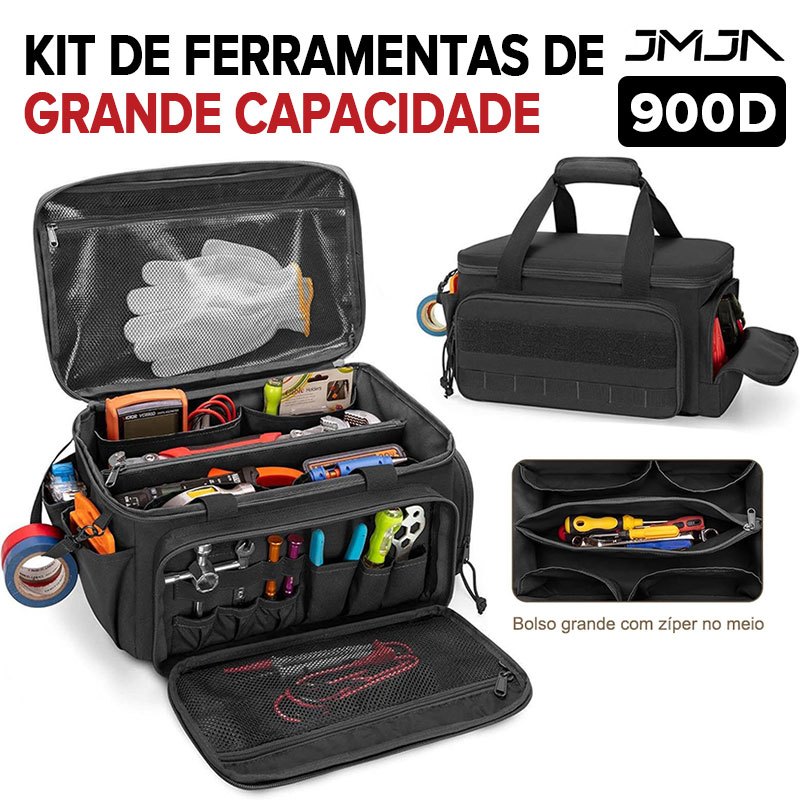 JMJN Bolsa Porta-Ferramentas Profissional Impermeável Grande Capacidade Organizador para Eletricista e Manutenção
