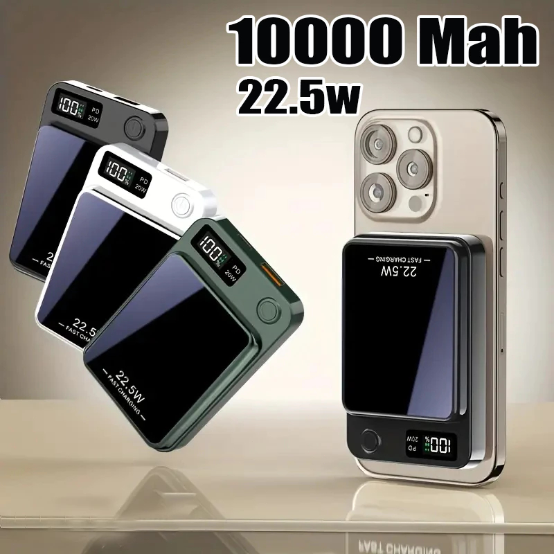 2 EM 1 Carregador Portátil 10000mAh 22.5W Super carregamento rápido Para Iphone Indução Magsafe Powerbank Battery Pack