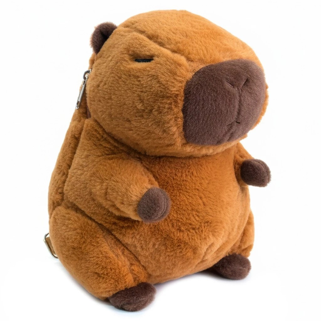 Bolsas Capivaras 2 Em 1 Mochila De Costas Juvenil Fofa Pelúcia Infantil Escolar Marrom - DK Toys