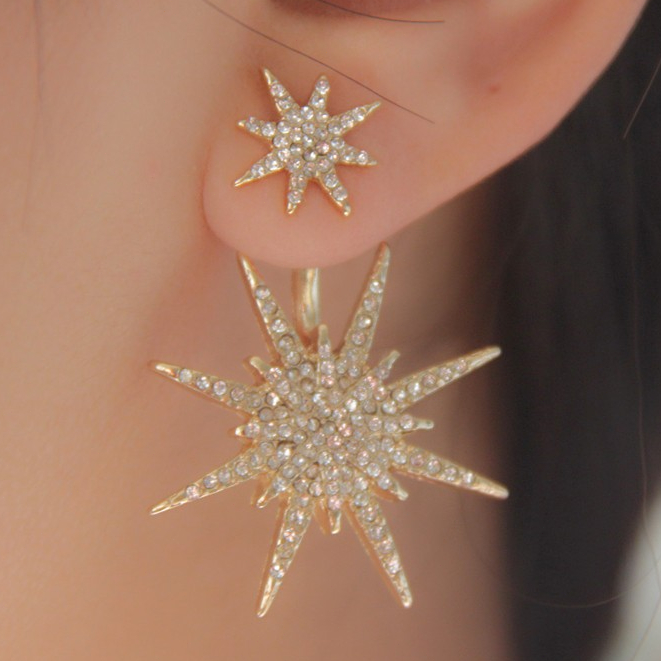 Peça de diamante cravejados de diamantes brincos de floco de neve,europeu americano Brincos femininos