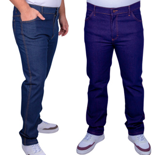 Kit 2 Unidade Calça Jeans Masculina Plus Size Elastqano Jeans Reforcada em Oferta na Shopee