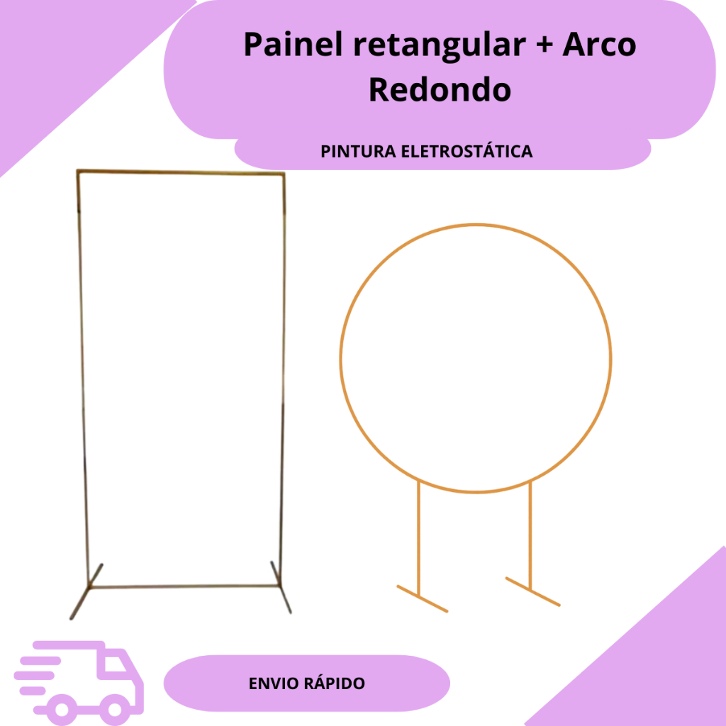 kit 1 Painel Retangular + 1 Arco Redondo - Desmontavel-  Estrutura de Suporte Premium para Decoração de Festas e Eventos em Oferta na Shopee