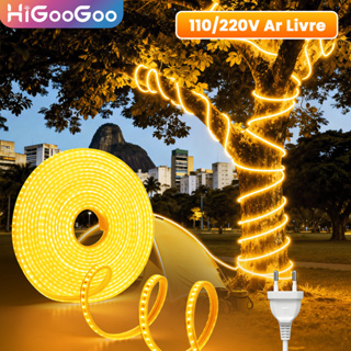 HiGooGoo 110/220V Ar Livre Fita LED Alta Tensão Cordão De Luz Varal De luz Super Led Ultra Para Decoração Natal 30M em Oferta na Shopee