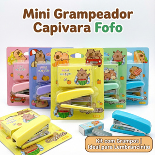 Mini Grampeador Capivara Fofo (Capybara) + Grampos | Papelaria Kawaii e Volta às Aulas em Oferta na Shopee