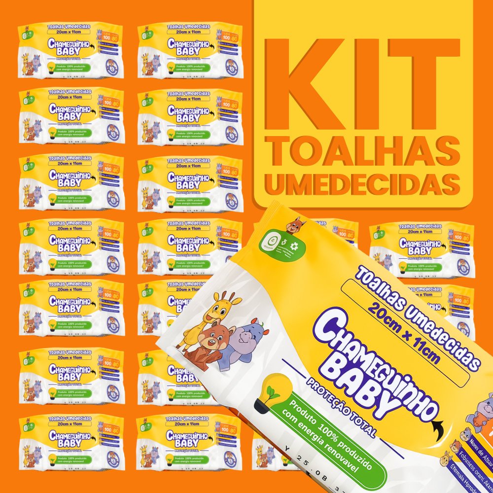 Kit Pacotes Toalhas Umedecidas Lenço Higiênico Pacotes Chameguinho Menina Menino