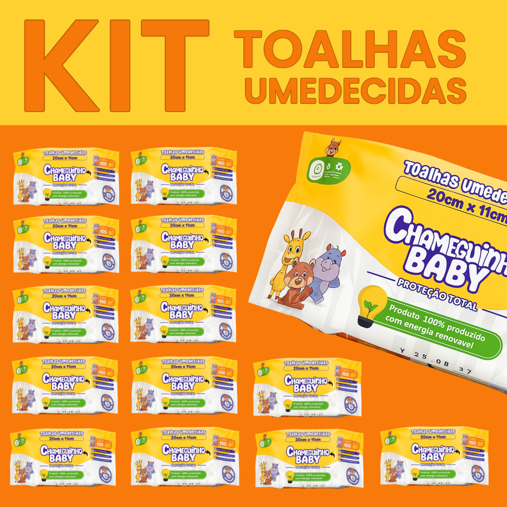Kit Toalhas Umedecidas Chameguinho Baby Lenço Higiênico Pacotes Menina Menino