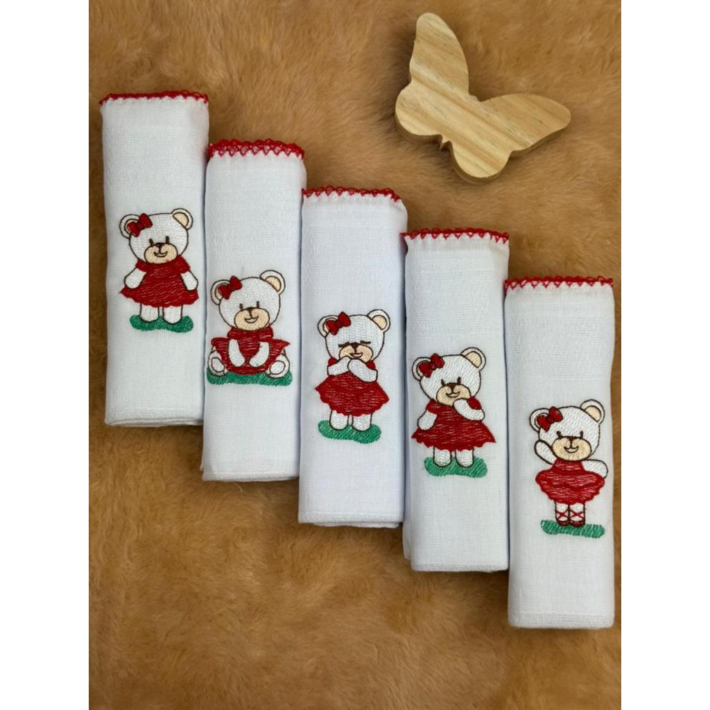 Fralda de Pano Feminina para Bebê kit com 5 Unidades Bordadas em Oferta na Shopee