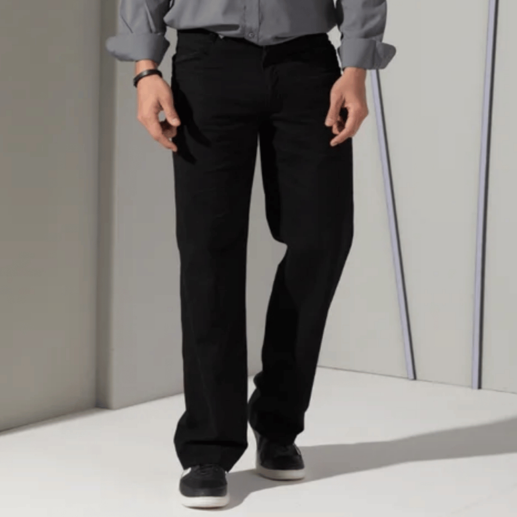 Calça Masculina Sarja Tex Slim Preta Botão Tradicional Sport Fino Bolsos Todas Estações Elastano