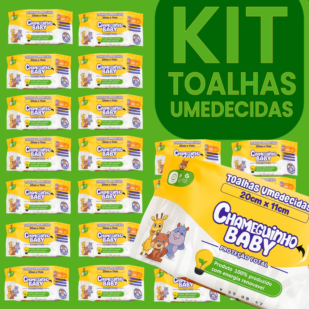 Kit Pacotes Toalhas Umedecidas Chameguinho Baby Kit Lenço Higienico Bebe