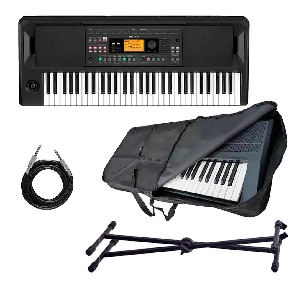 Kit Teclado Arranjador Korg Ek50 61 Teclas C/ Suporte E Capa