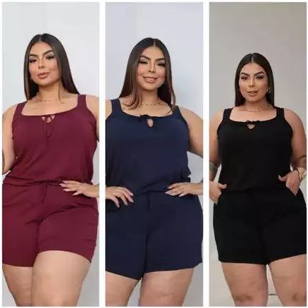 Macaquinho Regata Short Verão Tecido Viscolycra