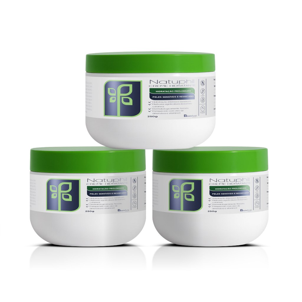 Kit 3 Creme Hidratante para o corpo Natuphil 250g NatuFlores em Oferta na Shopee