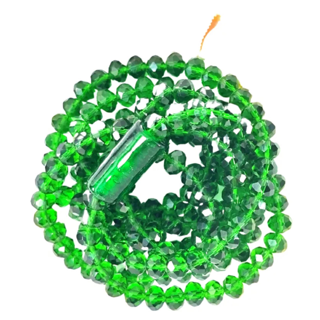 Guia De Cristal Verde - Umbanda - Candomblé 8 Mm - Oxossi Oxóssi Com Firma - 60 Cm