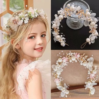 Coroa De Flores De Pérola E Renda Para Meninas , Faixa De Cabeça De Festa De Aniversário , Acessórios De Cabelo Fotográf em Oferta na Shopee