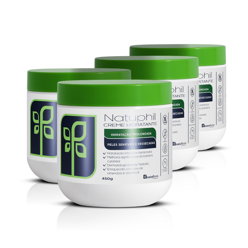 Kit 4 Creme Hidratante para o Corpo Natuphil 450g NatuFlores