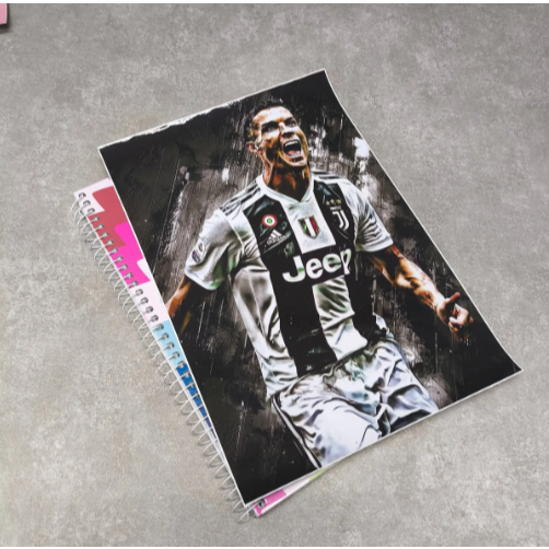 Adesivo para Capa de Caderno Cristiano Ronaldo CR7 (16x24cm) Capa Decorativa Caderno Personalizada