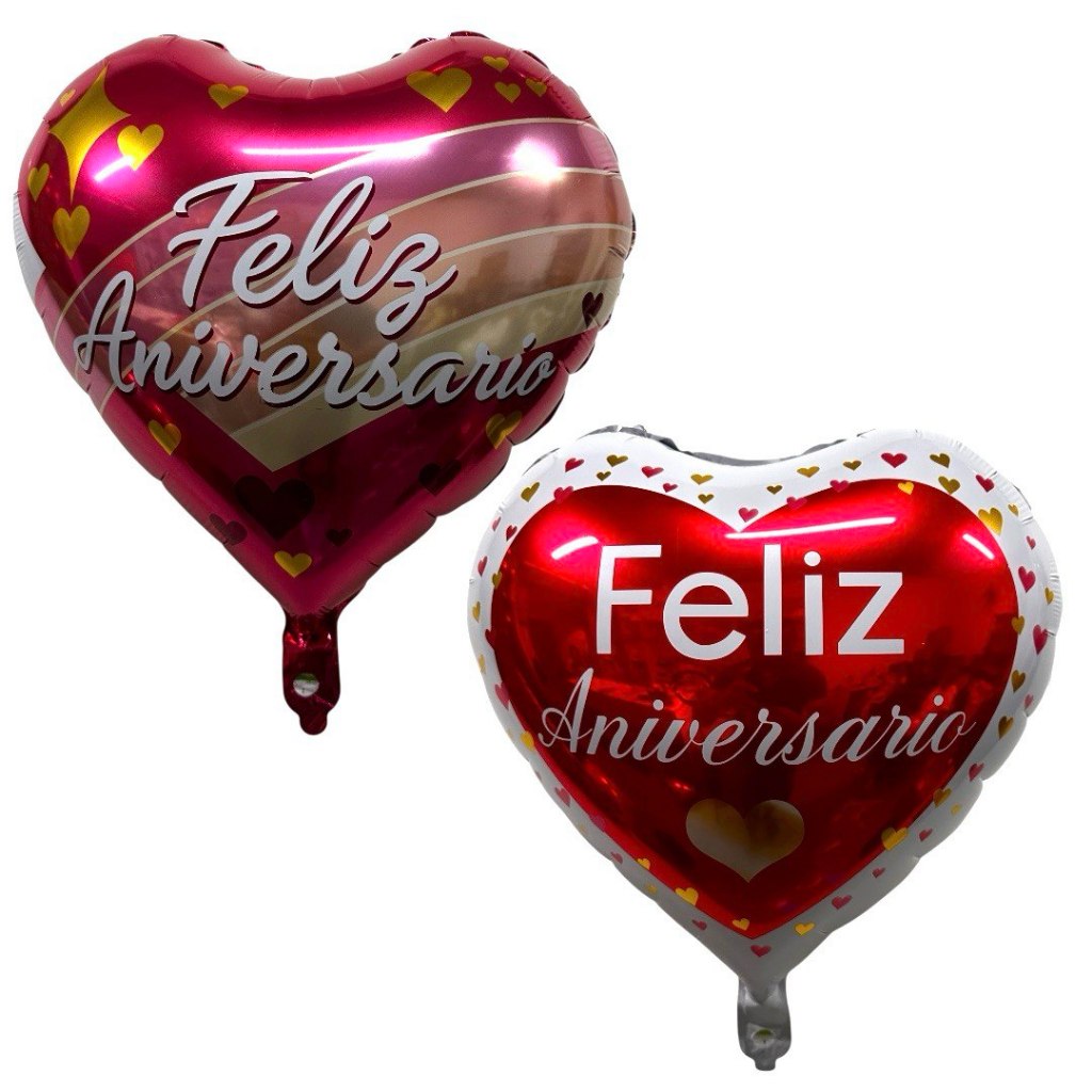 10 Balão Metalizado Coração Feliz Aniversário 45cm Festa Decoração Enfeite em Oferta na Shopee