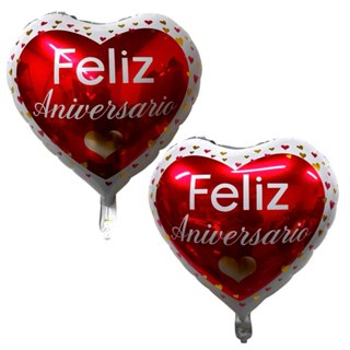 10 Balão Metalizado Coração Feliz Aniversário 45cm Festa Decoração Enfeite em Oferta na Shopee