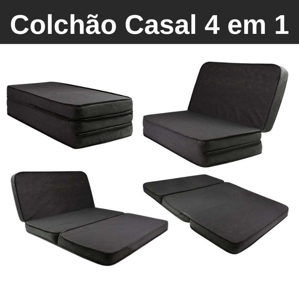 Praticidade Inteligente:Sofa, Colchonete E Colchão Dobrável Casal Compacto Espuma Firme D28.