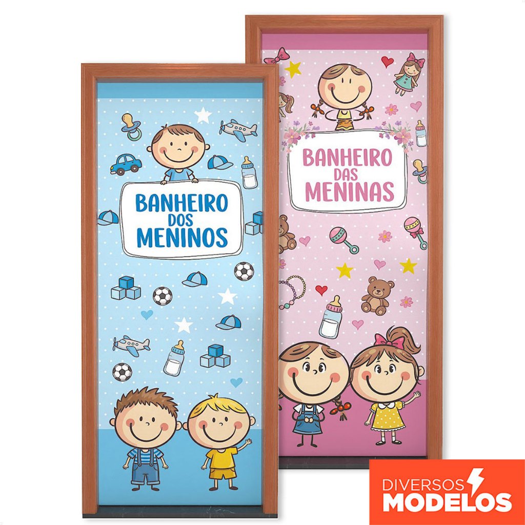 Capa para Porta Escolar Banheiro Infantil Sublimado Em Tecido 0,85x2,10m Decorativa Veste Fácil em Oferta na Shopee