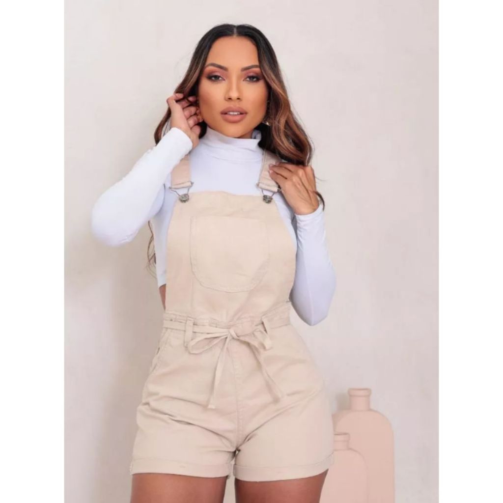 JARDINEIRA JEANS FEMININO CASUAL em Oferta na Shopee