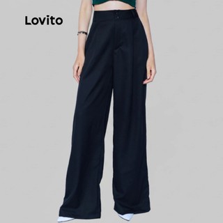 Lovito Calça de Alfaiataria Cintura Alta Wide Leg Basica Feminina PTB1291BRL1321