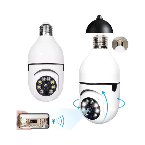 Câmera IP Lâmpada Inteligente Wassay Wi-Fi 360° com Detecção de Movimento e Visão Noturna com Áudio Bidirecional